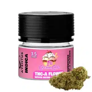 ice cream cake strain aventus8 thca indica flower 3.5g glass jar King of Budz